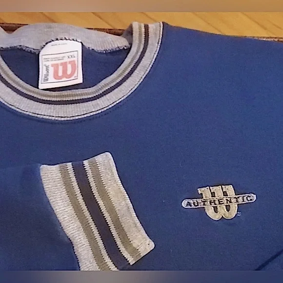 VTG 90’s Wilson Sweatshirt Navy Blue Logo Contrast Pullover: Size XXL - Picture 3 of 4